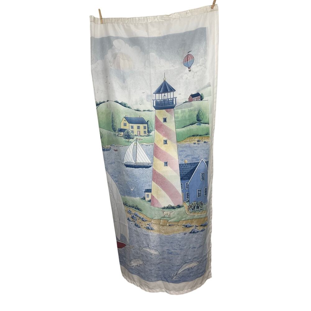 Warren Kimble Coastal Breeze Collection Shower Curtain Lighthouse Sailboats